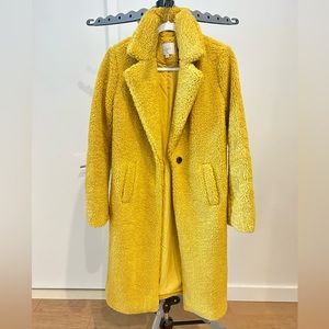 Ann Taylor Loft yellow fuzzy faux Sherpa shearling coat- teddy coat